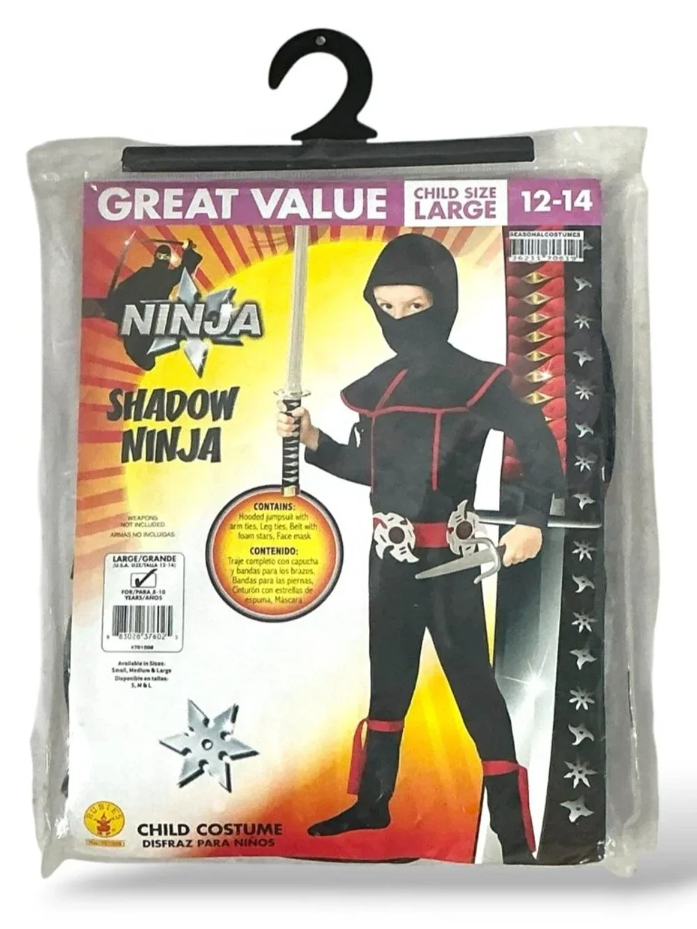 Ninja Warrior Halloween Costume Complete Cosplay Play Set NEW Kids 12-14  Large